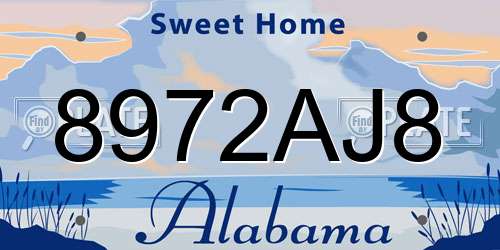 8972AJ8 Alabama License Plate