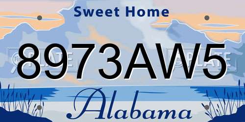 8973AW5 Alabama License Plate