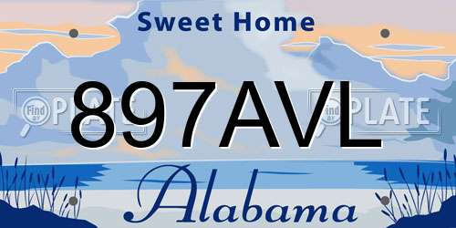 897AVL Alabama License Plate