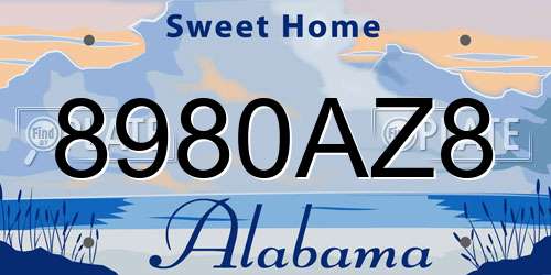 8980AZ8 Alabama License Plate
