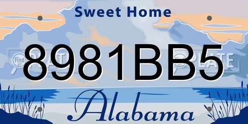 8981BB5 Alabama License Plate