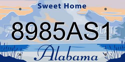 8985AS1 Alabama License Plate