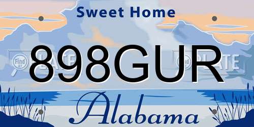 898GUR Alabama License Plate