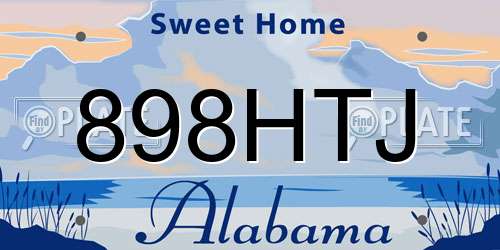 898HTJ Alabama License Plate
