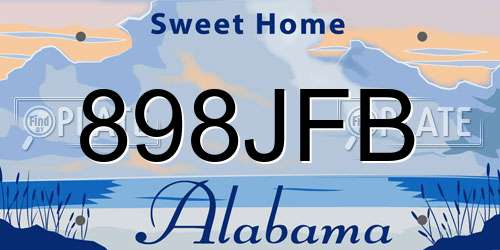 898JFB Alabama License Plate