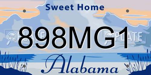 898MG1 Alabama License Plate