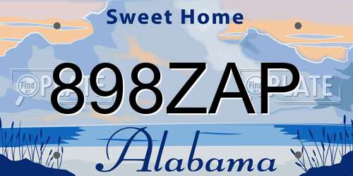 898ZAP Alabama License Plate