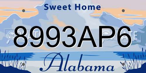 8993AP6 Alabama License Plate