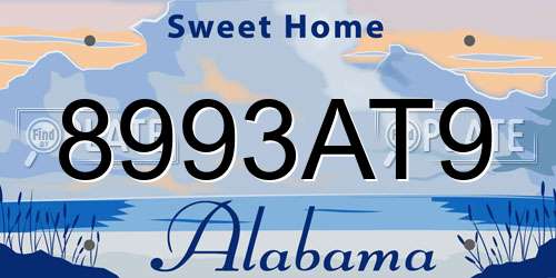 8993AT9 Alabama License Plate