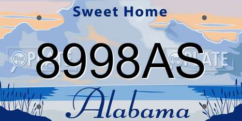 8998AS Alabama License Plate