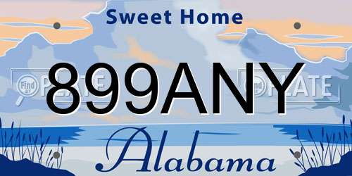 899ANY Alabama License Plate