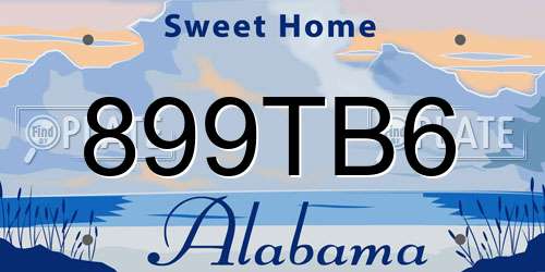 899TB6 Alabama License Plate