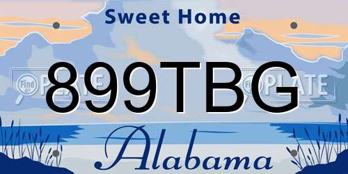 899TBG Alabama License Plate