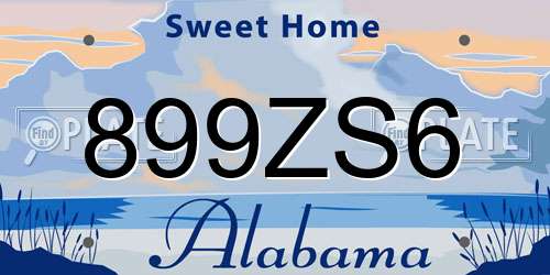 899ZS6 Alabama License Plate