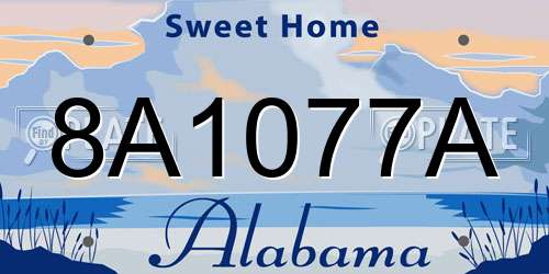 8A1077A Alabama License Plate