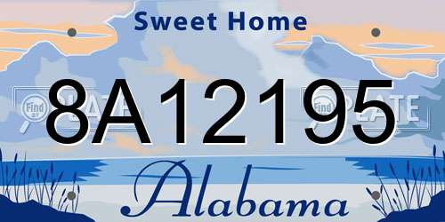 8A12195 Alabama License Plate