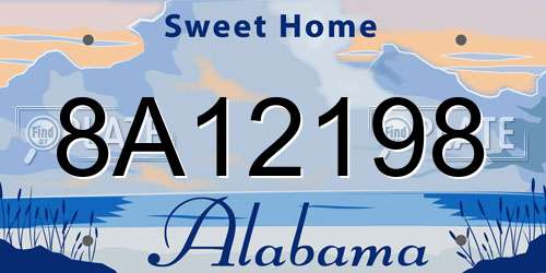 8A12198 Alabama License Plate