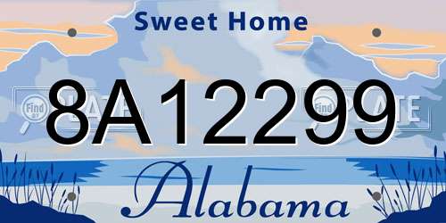 8A12299 Alabama License Plate