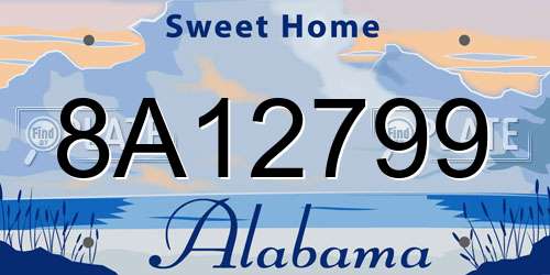 8A12799 Alabama License Plate