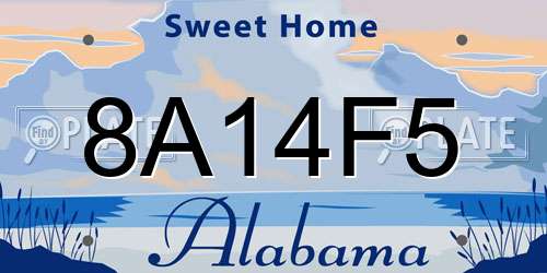 8A14F5 Alabama License Plate
