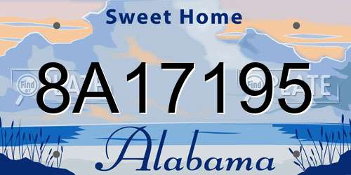 8A17195 Alabama License Plate