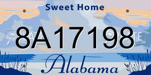 8A17198 Alabama License Plate