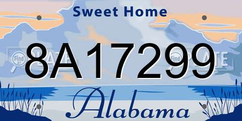 8A17299 Alabama License Plate