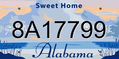 8A17799 Alabama License Plate