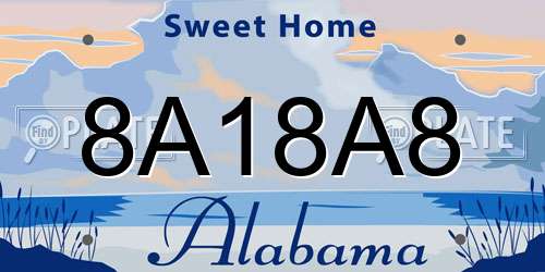 8A18A8 Alabama License Plate