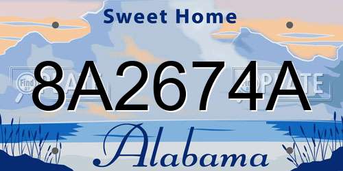 8A2674A Alabama License Plate