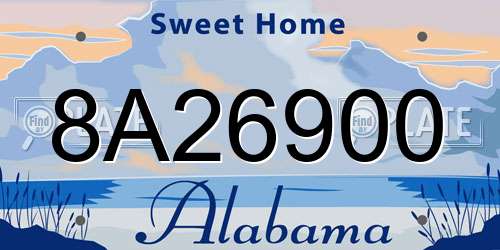 8A26900 Alabama License Plate
