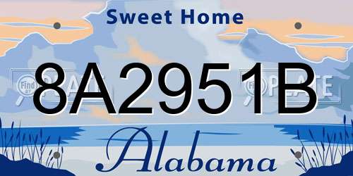 8A2951B Alabama License Plate