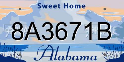 8A3671B Alabama License Plate