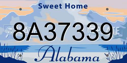 8A37339 Alabama License Plate