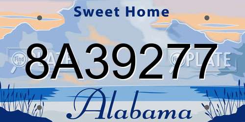 8A39277 Alabama License Plate