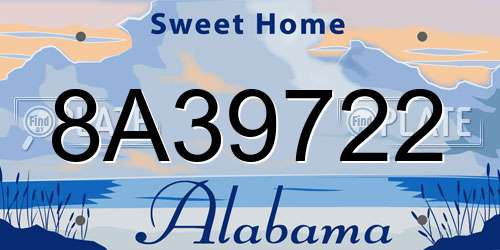 8A39722 Alabama License Plate