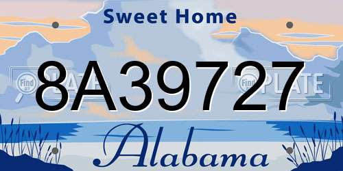 8A39727 Alabama License Plate