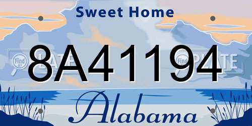 8A41194 Alabama License Plate