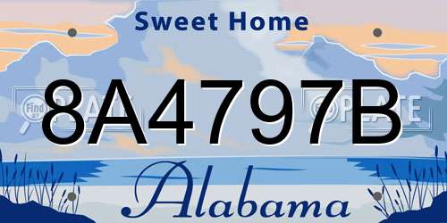 8A4797B Alabama License Plate