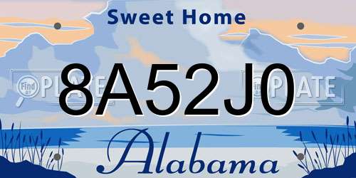 8A52J0 Alabama License Plate