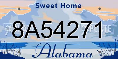 8A54271 Alabama License Plate
