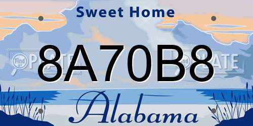 8A70B8 Alabama License Plate