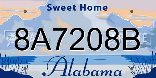8A7208B Alabama License Plate