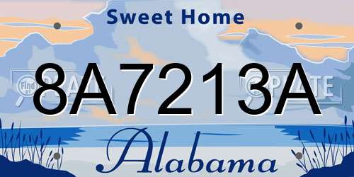 8A7213A Alabama License Plate