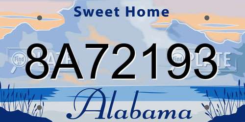 8A72193 Alabama License Plate