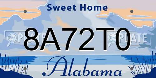 8A72T0 Alabama License Plate