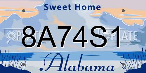 8A74S1 Alabama License Plate