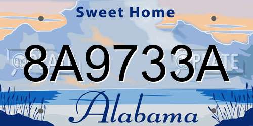 8A9733A Alabama License Plate