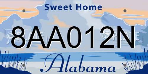 8AA012N Alabama License Plate