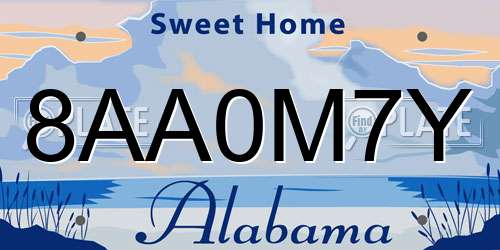 8AA0M7Y Alabama License Plate